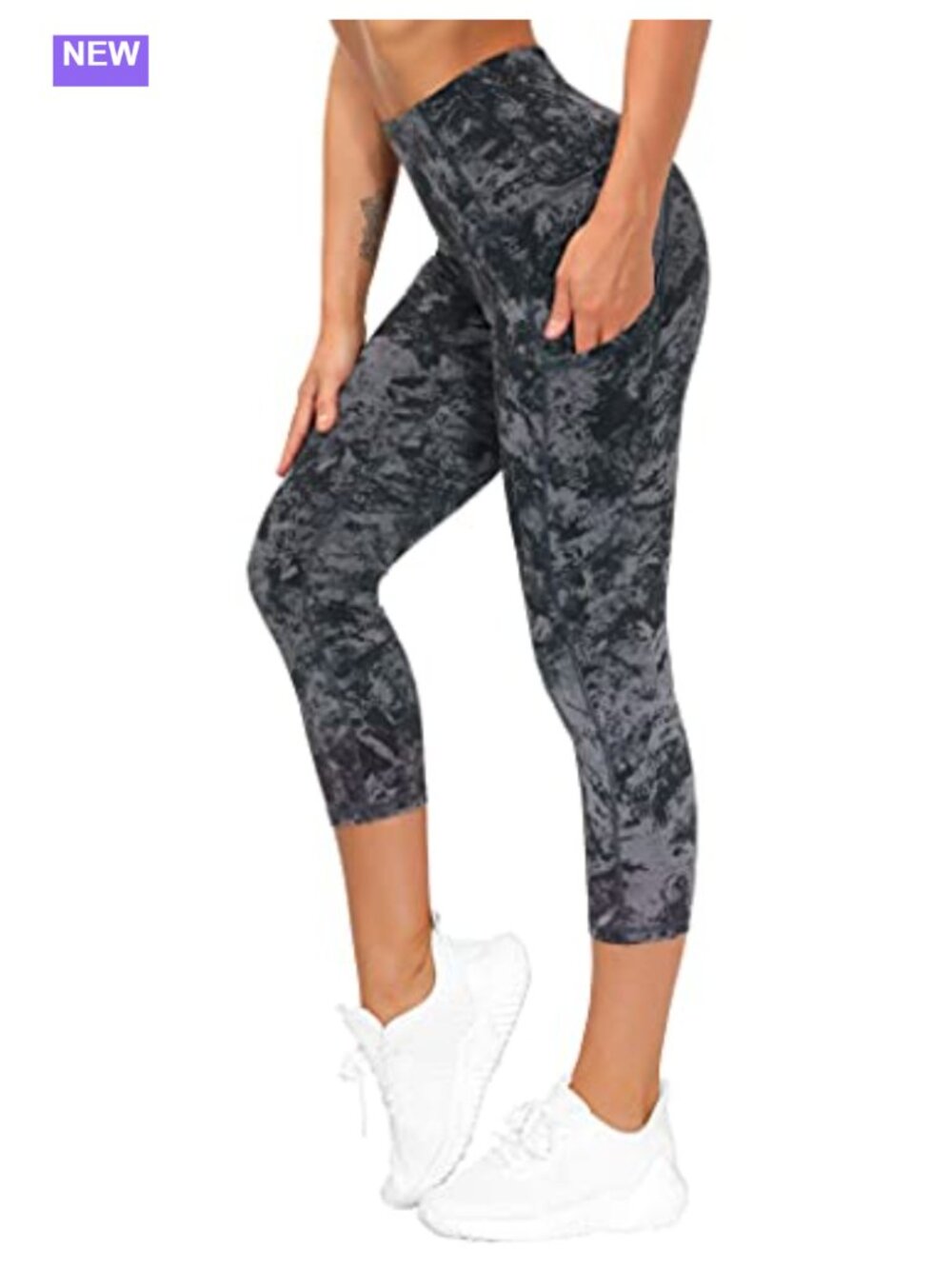 High Waist Capri Yoga Pants Tummy Control Workout Leggings with Pockets